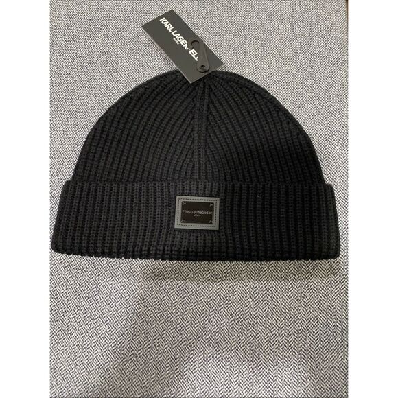 KARL LAGERFELD PARISRibbed Wool Blend Beanie - Picture 1 of 6